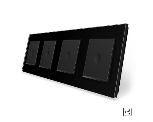 Сенсорный проходной выключатель Sense 4 сенсора (1-1-1-1) черный стекло Livolo (VL-C7FC1S/FC1S/FC1S/FC1S-8BP)