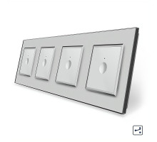 Сенсорный проходной выключатель Sense 4 сенсора (1-1-1-1) серый стекло Livolo (VL-C7FC1S/FC1S/FC1S/FC1S-8IP)