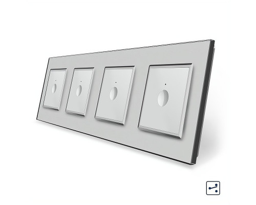 Сенсорный проходной выключатель Sense 4 сенсора (1-1-1-1) серый стекло Livolo (VL-C7FC1S/FC1S/FC1S/FC1S-8IP)