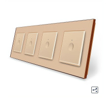 Сенсорный проходной выключатель Sense 4 сенсора (1-1-1-1) золотой стекло Livolo (VL-C7FC1S/FC1S/FC1S/FC1S-8AP)