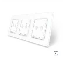 Сенсорный проходной выключатель Sense 6 сенсоров (2-2-2) белый стекло Livolo (VL-C7FC2S/FC2S/FC2S-6WP)