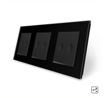 Сенсорный проходной выключатель Sense 6 сенсоров (2-2-2) черный стекло Livolo (VL-C7FC2S/FC2S/FC2S-6BP)