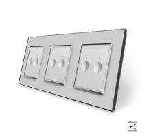 Сенсорный проходной выключатель Sense 6 сенсоров (2-2-2) серый стекло Livolo (VL-C7FC2S/FC2S/FC2S-6IP)