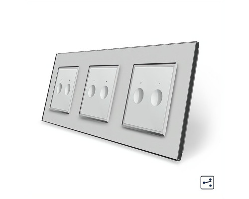 Сенсорный проходной выключатель Sense 6 сенсоров (2-2-2) серый стекло Livolo (VL-C7FC2S/FC2S/FC2S-6IP)