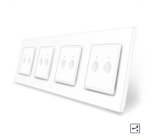 Сенсорный проходной выключатель Sense 8 сенсоров (2-2-2-2) белый стекло Livolo (VL-C7FC2S/FC2S/FC2S/FC2S-8WP)