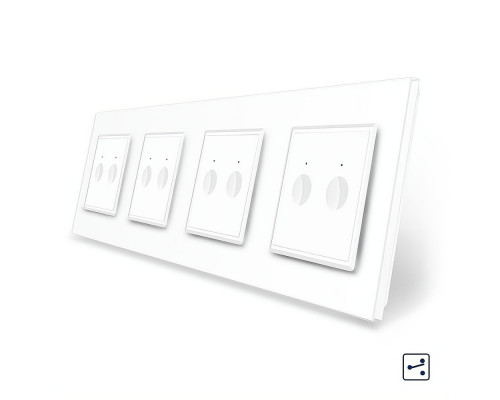 Сенсорный проходной выключатель Sense 8 сенсоров (2-2-2-2) белый стекло Livolo (VL-C7FC2S/FC2S/FC2S/FC2S-8WP)