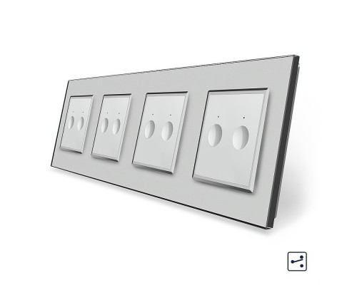 Сенсорный проходной выключатель Sense 8 сенсоров (2-2-2-2) серый стекло Livolo (VL-C7FC2S/FC2S/FC2S/FC2S-8IP)
