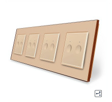 Сенсорный проходной выключатель Sense 8 сенсоров (2-2-2-2) золотой стекло Livolo (VL-C7FC2S/FC2S/FC2S/FC2S-8AP)