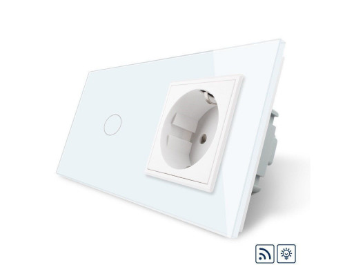 Сенсорный радиоуправляемый диммер 1 сенсор 1 розетка белый стекло Livolo (VL-C701DR/C7C1EU-11)