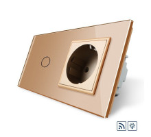 Сенсорный радиоуправляемый диммер 1 сенсор 1 розетка золото стекло Livolo (VL-C701DR/C7C1EU-13)