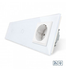 Сенсорний радіокерований диммер 2 сенсора (1-1) 1 розетка білий скло Livolo (VL-C701DR/C701DR/C7C1EU-11)