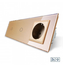 Сенсорний радіокерований диммер 2 сенсора (1-1) 1 розетка золото скло Livolo (VL-C701DR/C701DR/C7C1EU-13)