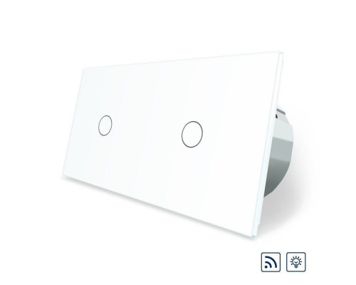 Сенсорный радиоуправляемый диммер 2 сенсора (1-1) белый стекло Livolo (VL-C701DR/C701DR-11)