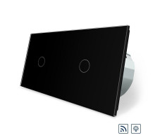 Сенсорный радиоуправляемый диммер 2 сенсора (1-1) черный стекло Livolo (VL-C701DR/C701DR-12)