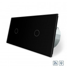 Сенсорний радіокерований диммер 2 сенсора (1-1) чорний скло Livolo (VL-C701DR/C701DR-12)