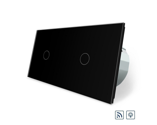 Сенсорный радиоуправляемый диммер 2 сенсора (1-1) черный стекло Livolo (VL-C701DR/C701DR-12)