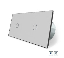 Сенсорный радиоуправляемый диммер 2 сенсора (1-1) серый стекло Livolo (VL-C701DR/C701DR-15)