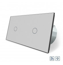 Сенсорний радіокерований диммер 2 сенсора (1-1) сірий скло Livolo (VL-C701DR/C701DR-15)