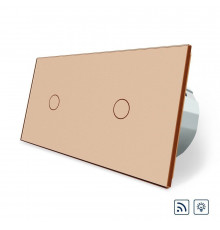 Сенсорний радіокерований диммер 2 сенсора (1-1) золото скло Livolo (VL-C701DR/C701DR-13)