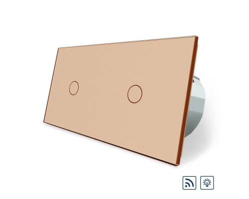 Сенсорный радиоуправляемый диммер 2 сенсора (1-1) золото стекло Livolo (VL-C701DR/C701DR-13)