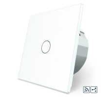 Сенсорный радиоуправляемый проходной выключатель 1 сенсор белый стекло Livolo (VL-C701SR-11)