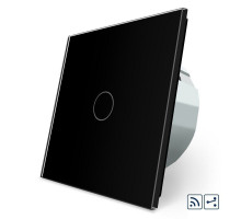 Сенсорный радиоуправляемый проходной выключатель 1 сенсор черный стекло Livolo (VL-C701SR-12)