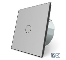 Сенсорный радиоуправляемый проходной выключатель 1 сенсор серый стекло Livolo (VL-C701SR-15)