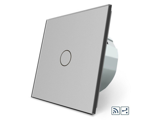 Сенсорный радиоуправляемый проходной выключатель 1 сенсор серый стекло Livolo (VL-C701SR-15)