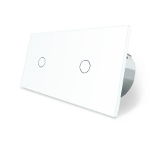 Сенсорный радиоуправляемый проходной выключатель 2 сенсора (1-1) белый стекло Livolo (VL-C701SR/C701SR-11)