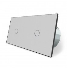 Сенсорний радіокерований прохідний вимикач 2 сенсора (1-1) сірий скло Livolo (VL-C701SR/C701SR-15)