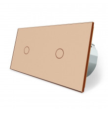 Сенсорний радіокерований прохідний вимикач 2 сенсора (1-1) золото скло Livolo (VL-C701SR/C701SR-13)