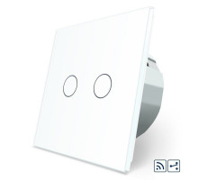 Сенсорный радиоуправляемый проходной выключатель 2 сенсора белый стекло Livolo (VL-C702SR-11)