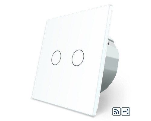 Сенсорный радиоуправляемый проходной выключатель 2 сенсора белый стекло Livolo (VL-C702SR-11)
