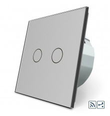 Сенсорний радіокерований прохідний вимикач 2 сенсора сірий скло Livolo (VL-C702SR-15)