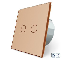 Сенсорный радиоуправляемый проходной выключатель 2 сенсора золото стекло Livolo (VL-C702SR-13)