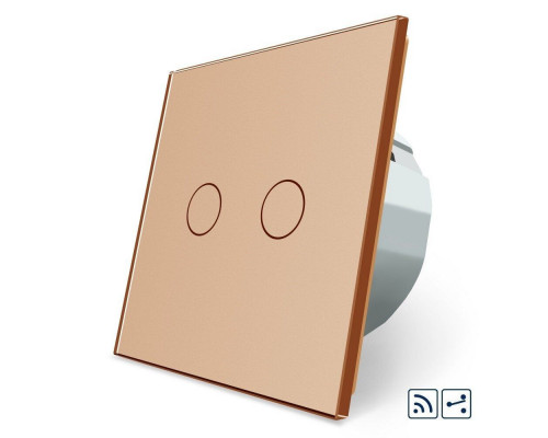 Сенсорный радиоуправляемый проходной выключатель 2 сенсора золото стекло Livolo (VL-C702SR-13)