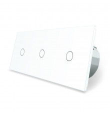 Сенсорний радіокерований прохідний вимикач 3 сенсора (1-1-1) білий скло Livolo (VL-C701SR/C701SR/C701SR-11)