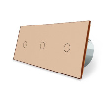 Сенсорный радиоуправляемый проходной выключатель 3 сенсора (1-1-1) золото стекло Livolo (VL-C701SR/C701SR/C701SR-13)