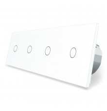 Сенсорний радіокерований прохідний вимикач 4 сенсора (1-1-1-1) білий скло Livolo (VL-C704SR-11)