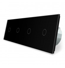 Сенсорний радіокерований прохідний вимикач 4 сенсора (1-1-1-1) чорний скло Livolo (VL-C704SR-12)