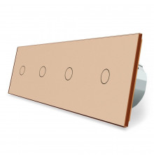 Сенсорний радіокерований прохідний вимикач 4 сенсора (1-1-1-1) золото скло Livolo (VL-C704SR-13)