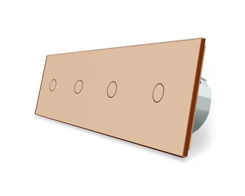 Сенсорный радиоуправляемый проходной выключатель 4 сенсора (1-1-1-1) золото стекло Livolo (VL-C704SR-13)