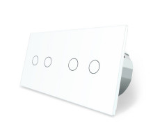 Сенсорный радиоуправляемый проходной выключатель 4 сенсора (2-2) белый стекло Livolo (VL-C702SR/C702SR-11)