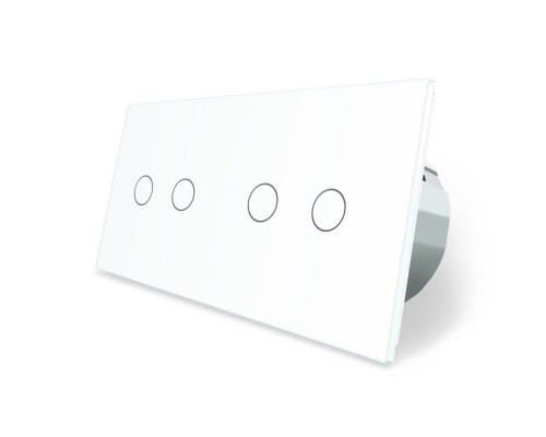 Сенсорный радиоуправляемый проходной выключатель 4 сенсора (2-2) белый стекло Livolo (VL-C702SR/C702SR-11)