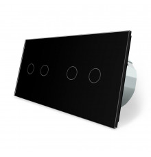 Сенсорний радіокерований прохідний вимикач 4 сенсора (2-2) чорний скло Livolo (VL-C702SR/C702SR-12)