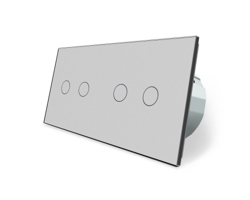 Сенсорный радиоуправляемый проходной выключатель 4 сенсора (2-2) серый стекло Livolo (VL-C702SR/C702SR-15)