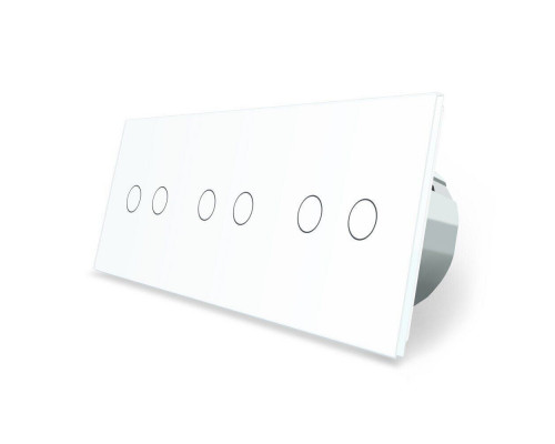 Сенсорный радиоуправляемый проходной выключатель 6 сенсоров (2-2-2) белый стекло Livolo (VL-C702SR/C702SR/C702SR-11)