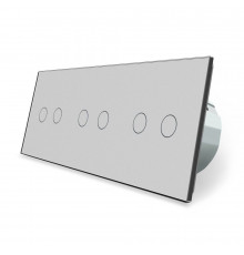 Сенсорний радіокерований прохідний вимикач 6 сенсорів (2-2-2) сірий скло Livolo (VL-C702SR/C702SR/C702SR-15)