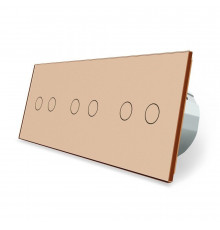 Сенсорний радіокерований прохідний вимикач 6 сенсорів (2-2-2) золото скло Livolo (VL-C702SR/C702SR/C702SR-13)