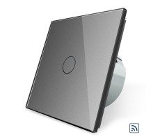 Сенсорный радиоуправляемый выключатель 1 сенсор серый стекло Livolo (VL-C701R-15)